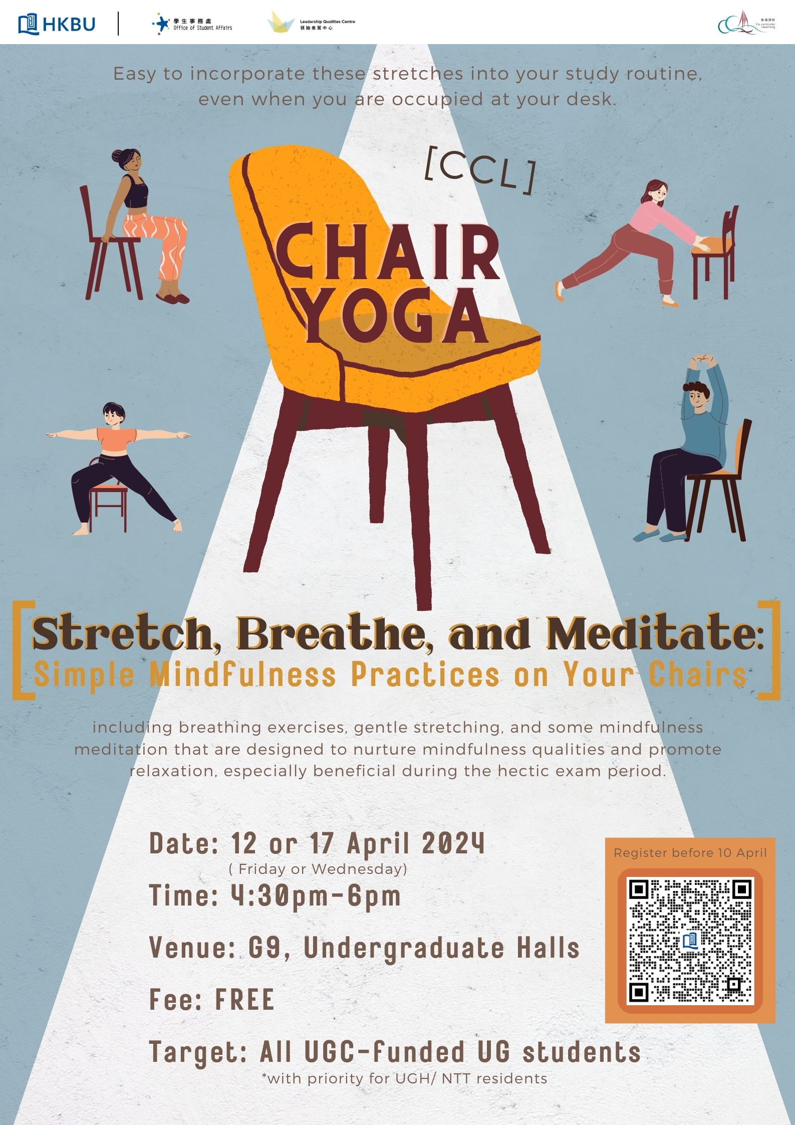 Poster of Stretch, Breathe, and Meditate: Simple Mindfulness Practices on Your Chairs