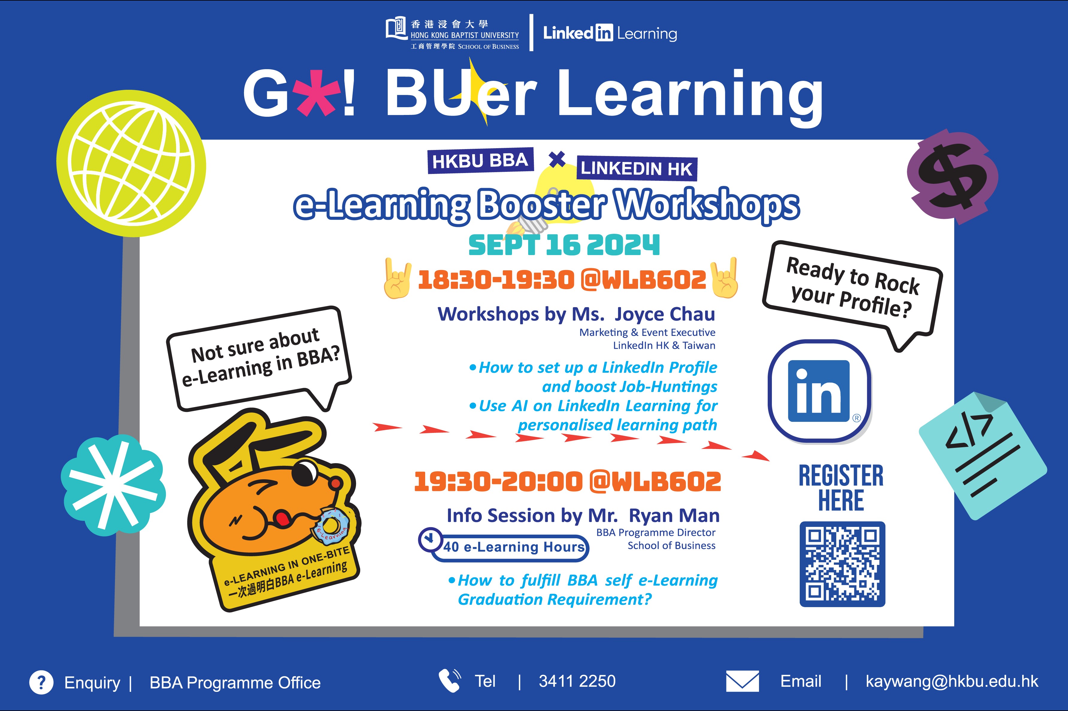 Poster of e-Learning Booster Workshop: HKBU BBA x LinkedIn HK