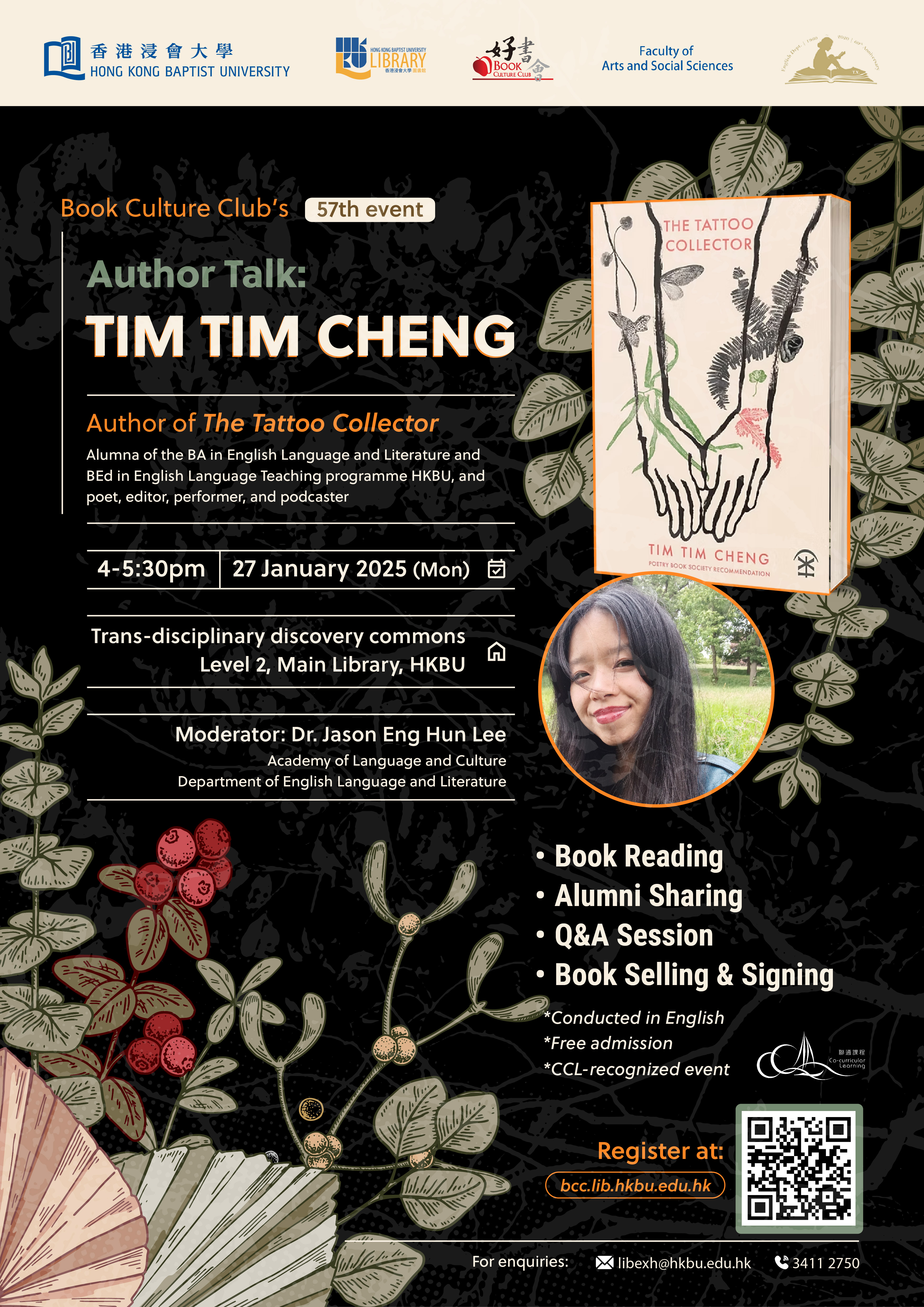 Poster of BCC 57th round - Author Talk by Tim Tim Cheng