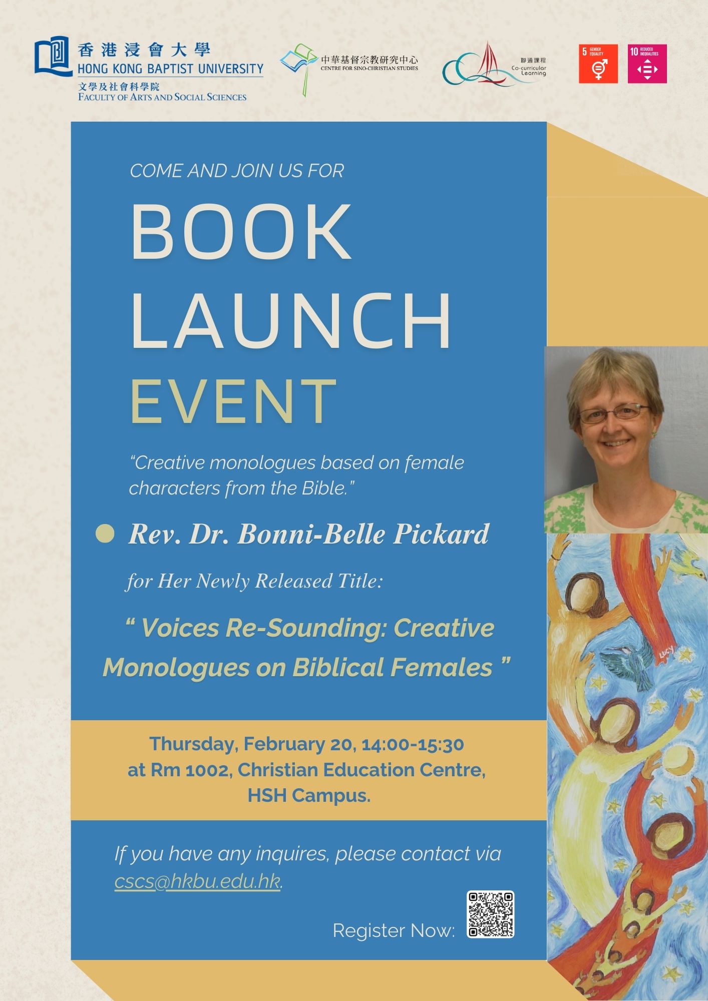 Poster of Book Launch: Voices Re-Sounding: Creative Monologues on Biblical Females