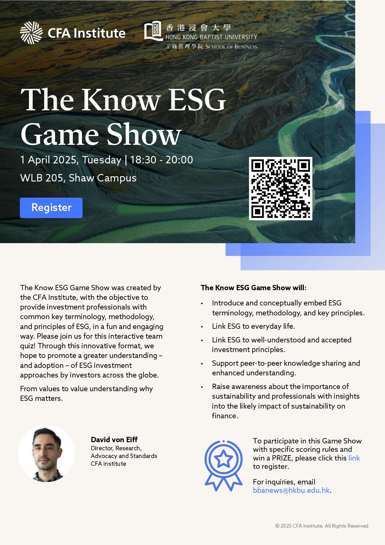 Poster of The Know ESG Game Show by CFA Institute