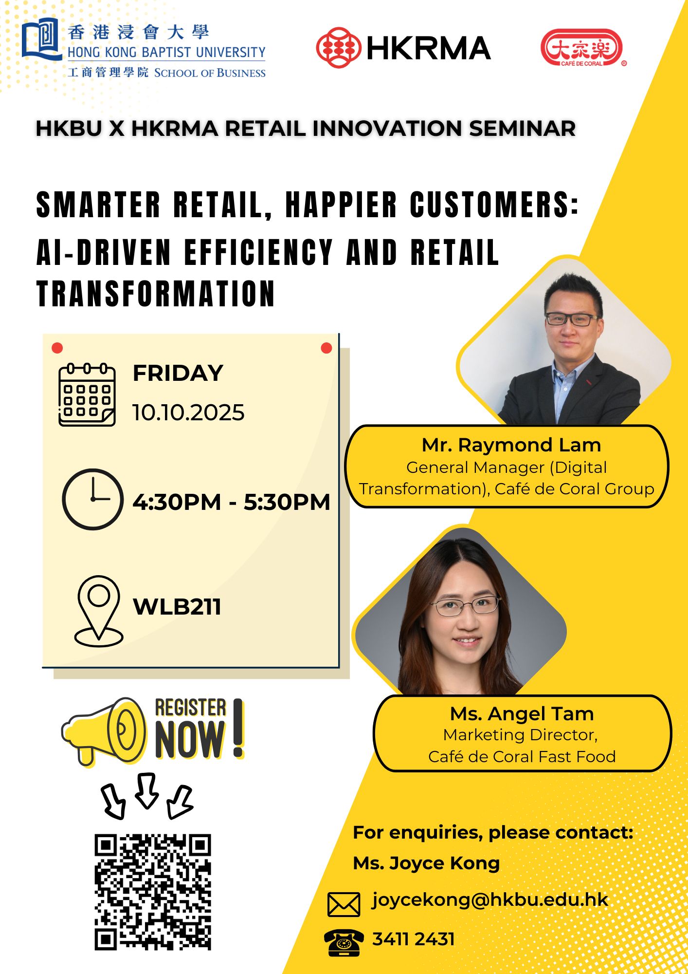 Poster of HKBU X HKRMA Retail Innovation Seminar - Smarter Retail, Happier Customers: AI-driven Efficiency and Retail Transformation