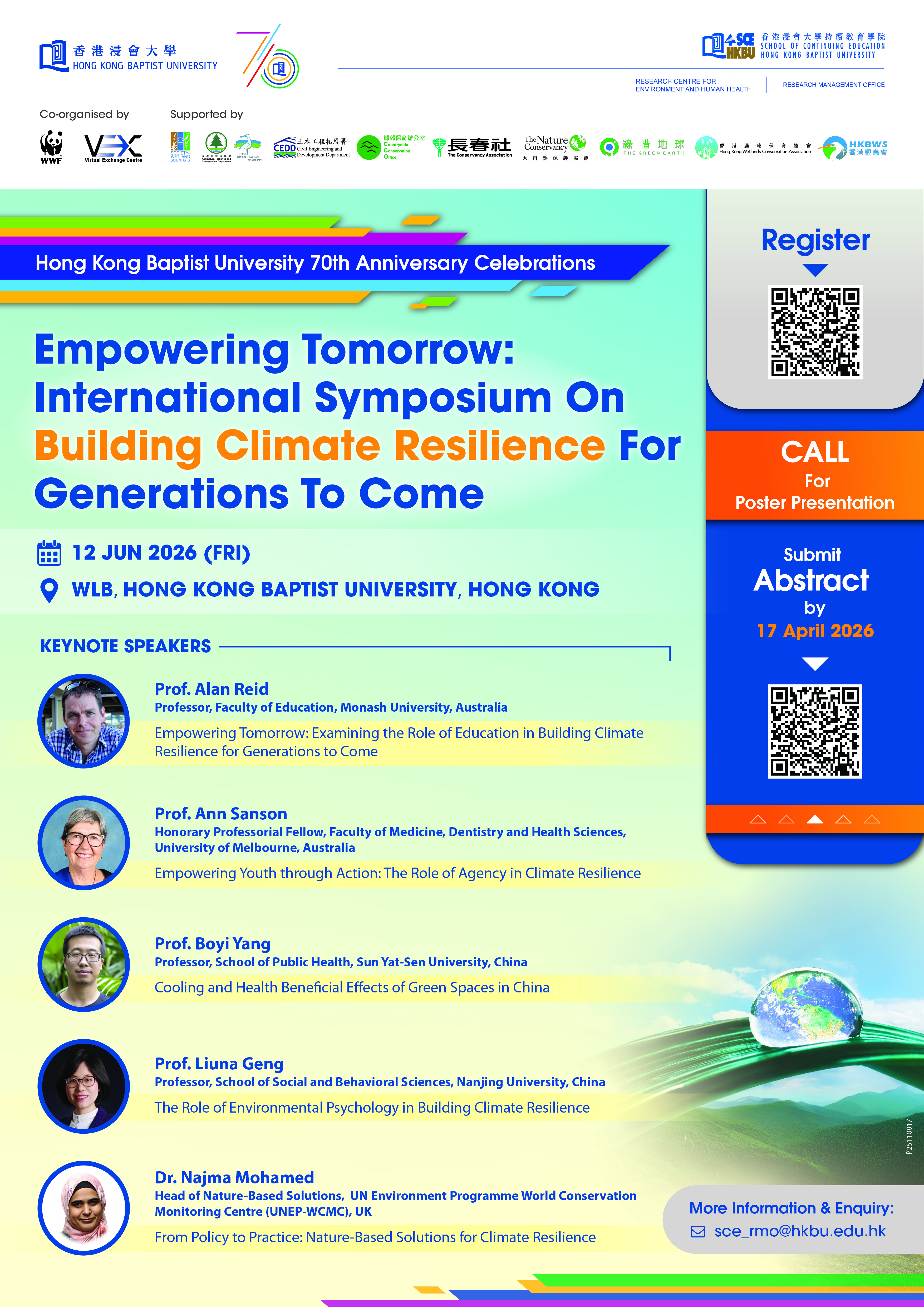 Poster of International Symposium on “Empowering Tomorrow: International Symposium on Building Climate Resilience for Generations to Come"