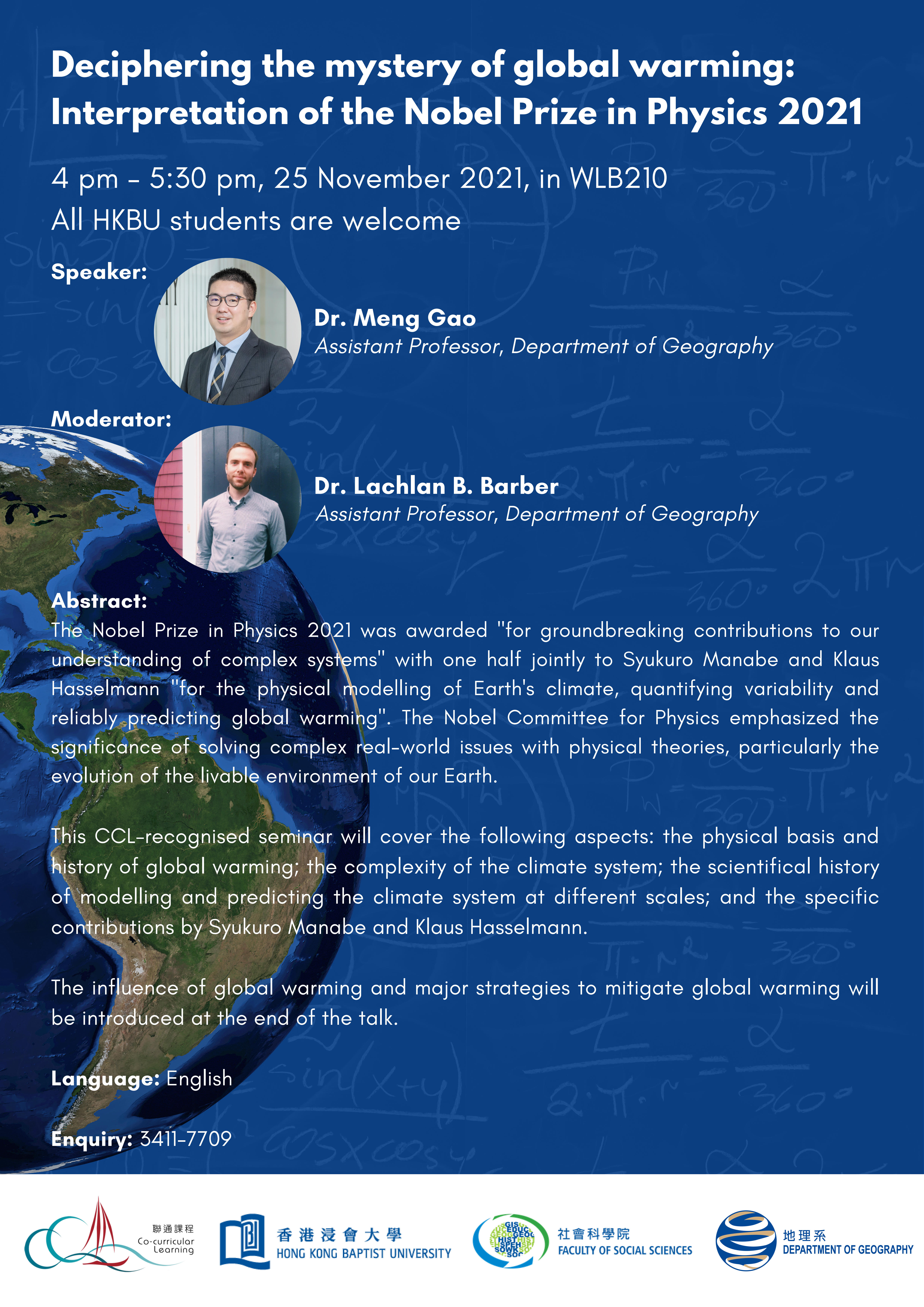 Poster of Deciphering the mystery of global warming: Interpretation of the Nobel Prize in Physics 2021