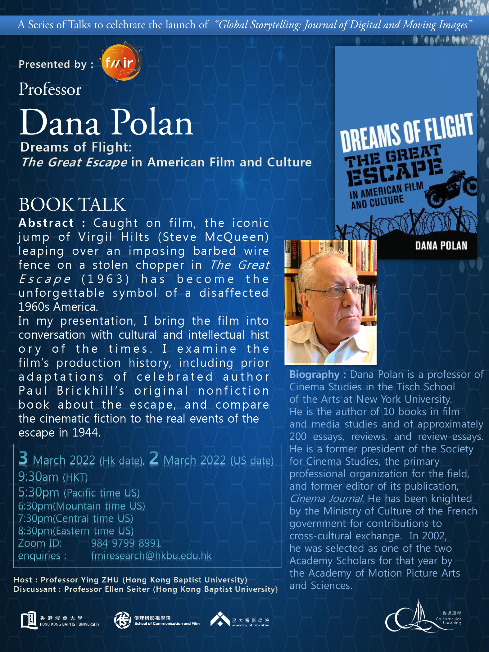 Poster of Book Talk: Dreams of Flight: The Great Escape in American Film and Culture