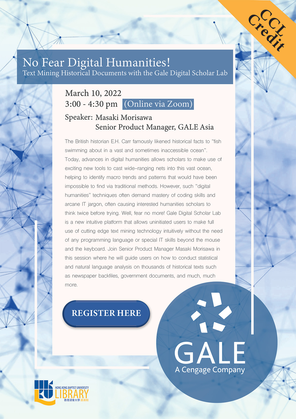 Poster of No Fear Digital Humanities! Text Mining Historical Documents with the Gale Digital Scholar Lab