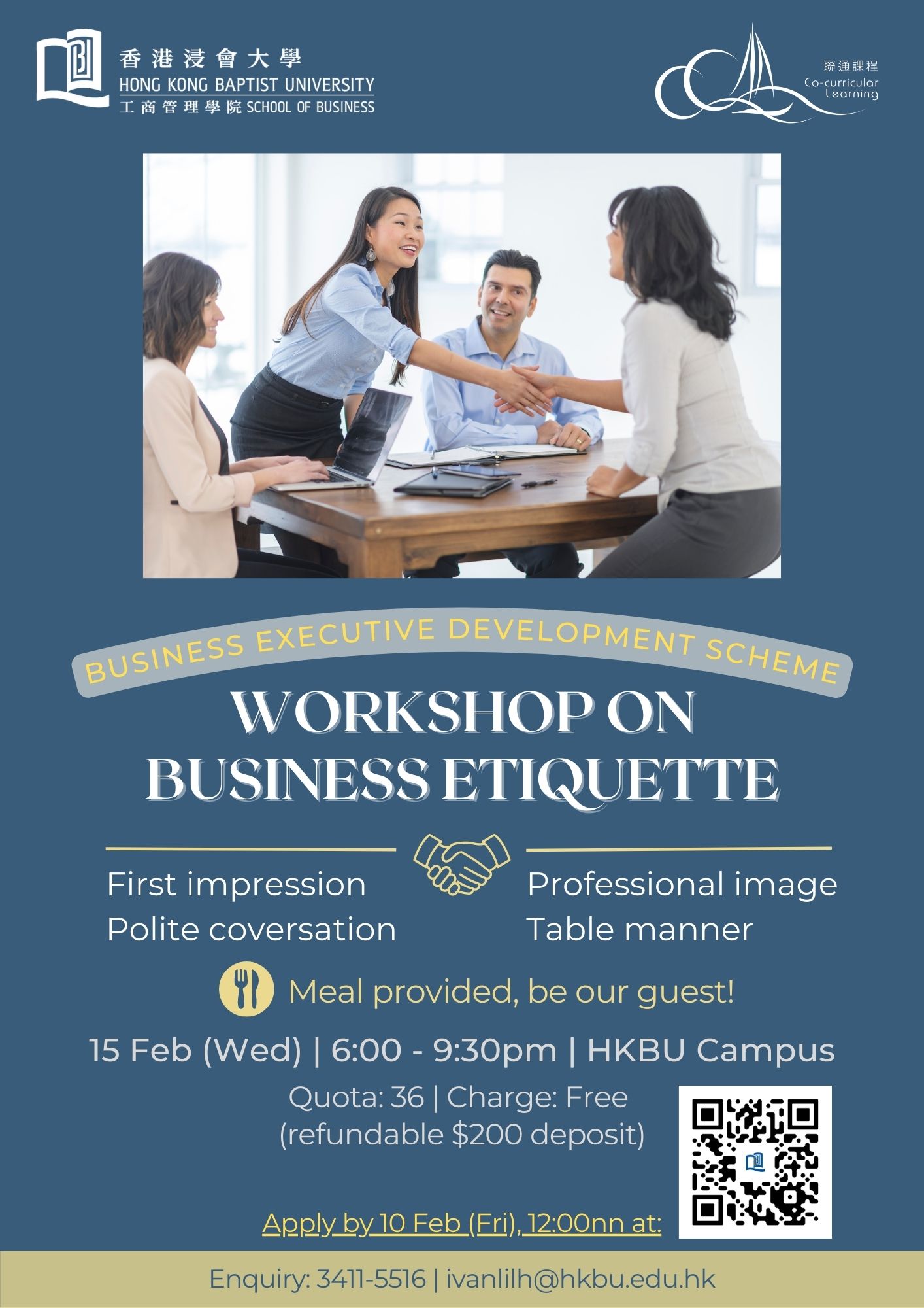 Poster of Workshop on Business Etiquette